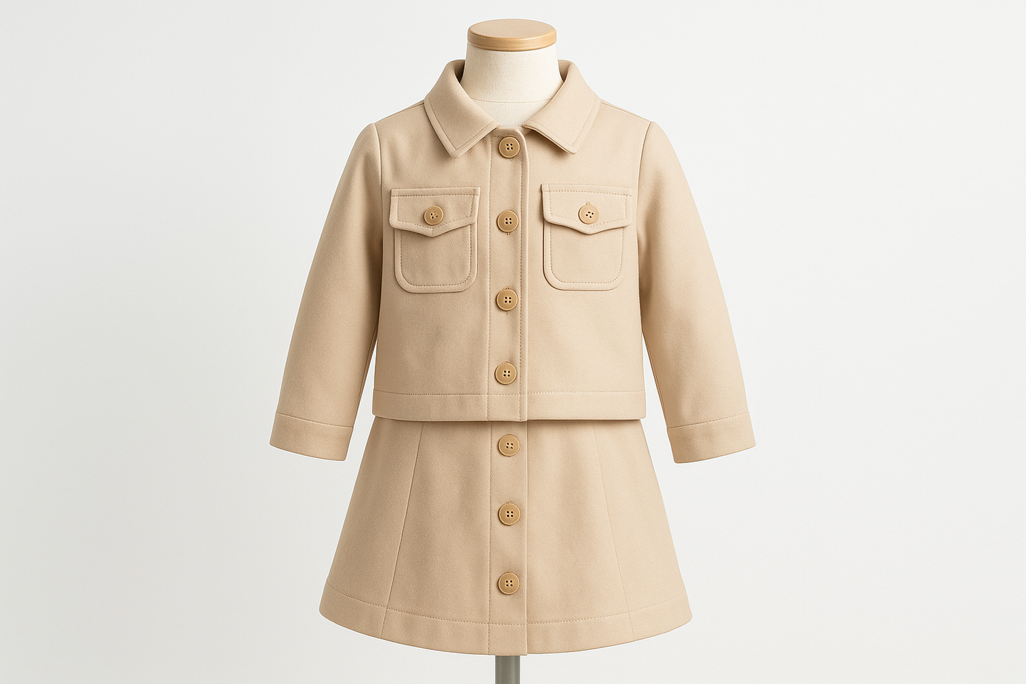 Beige cream jacket and skirt set