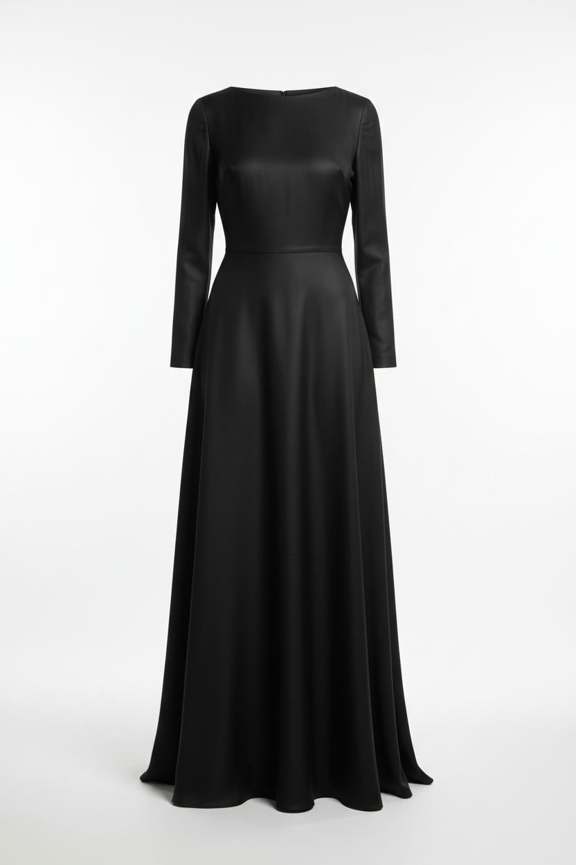 Evening Dress in Classic Black - Front View