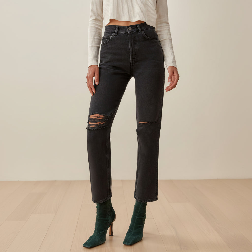 High Rise Straight Jeans
