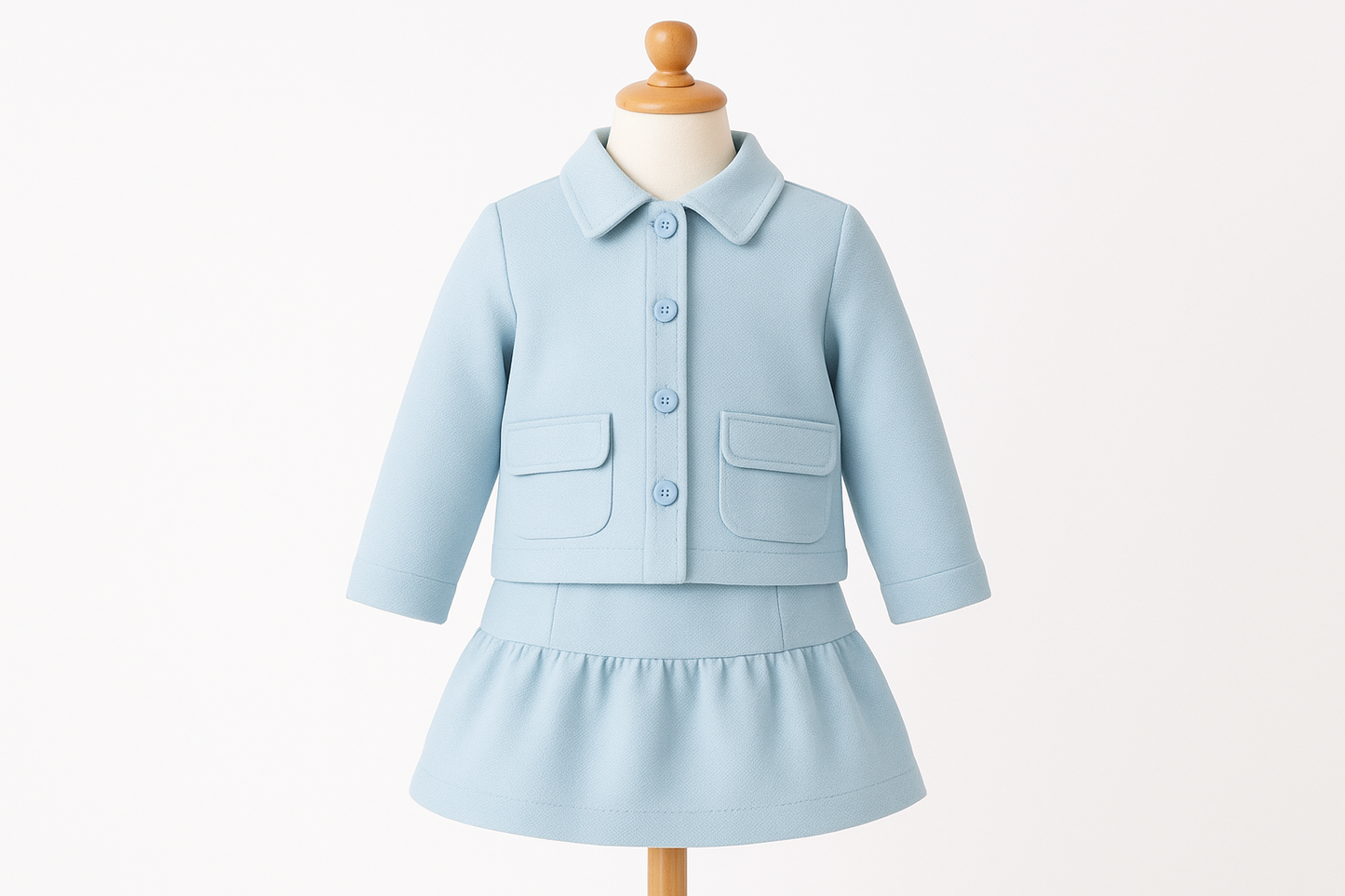 Light blue jacket and skirt set