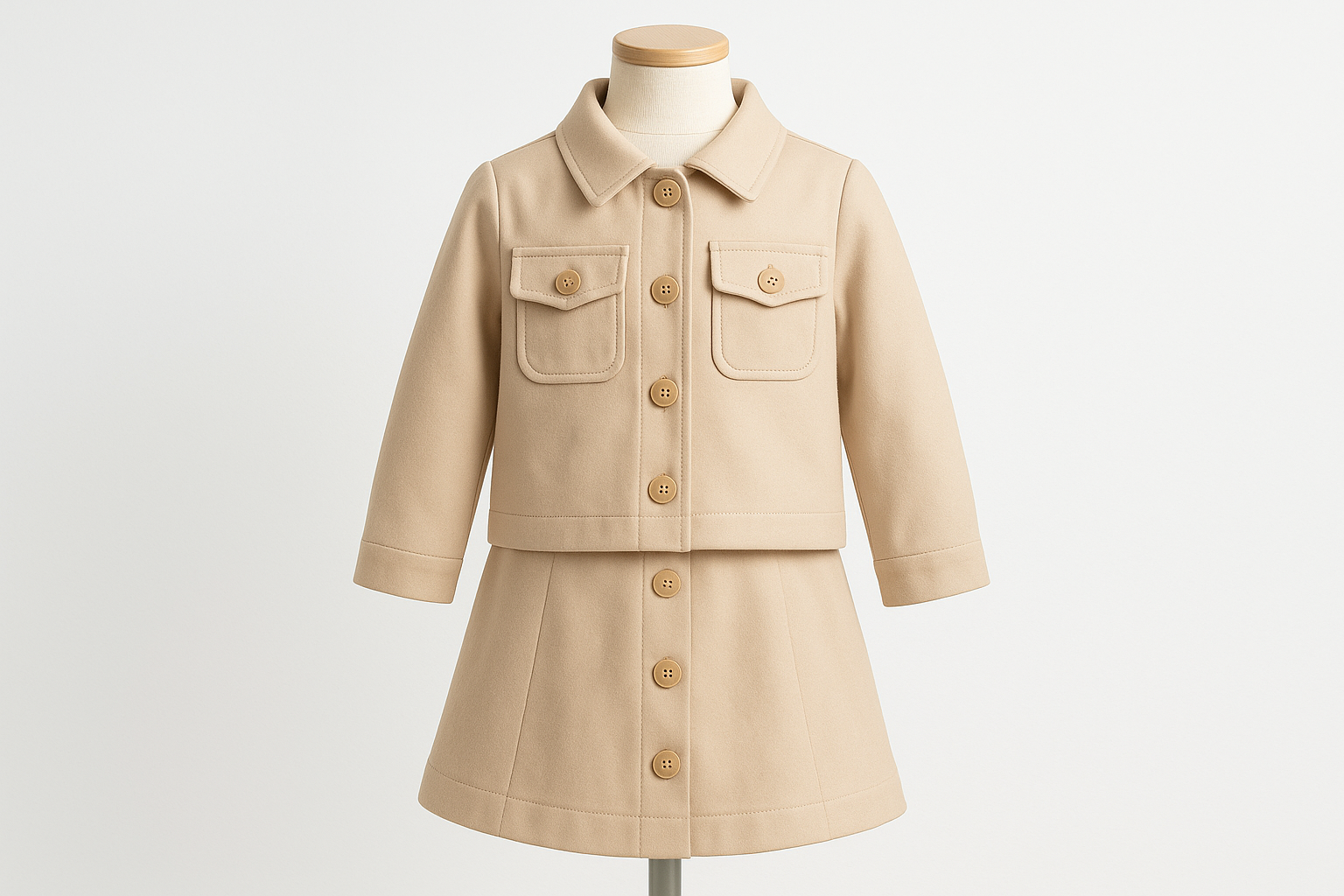 Beige cream jacket and skirt set