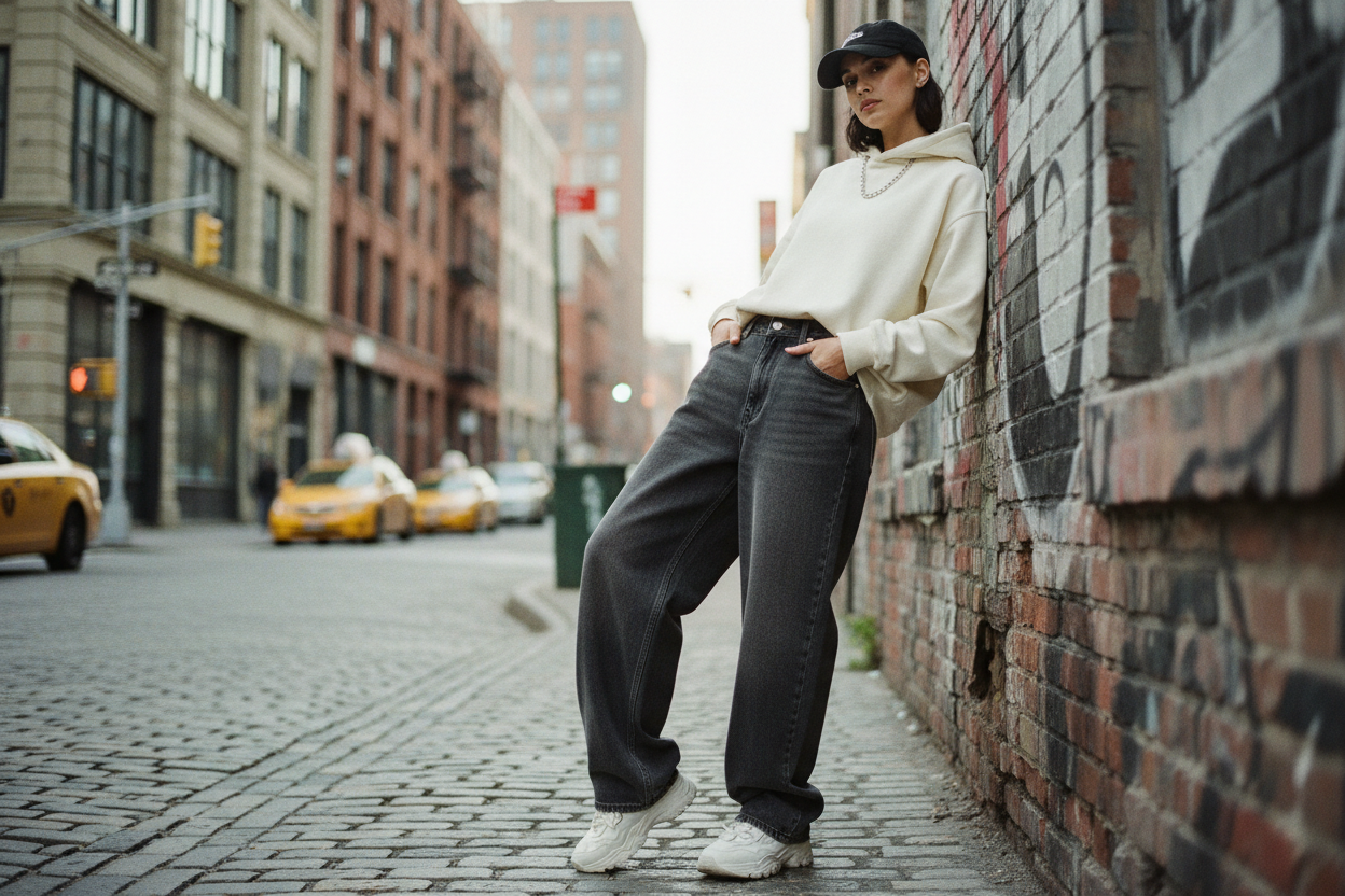 Dark Grey Baggy Jeans