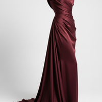 Evening Dress in Burgundy - 45 Degree Angle