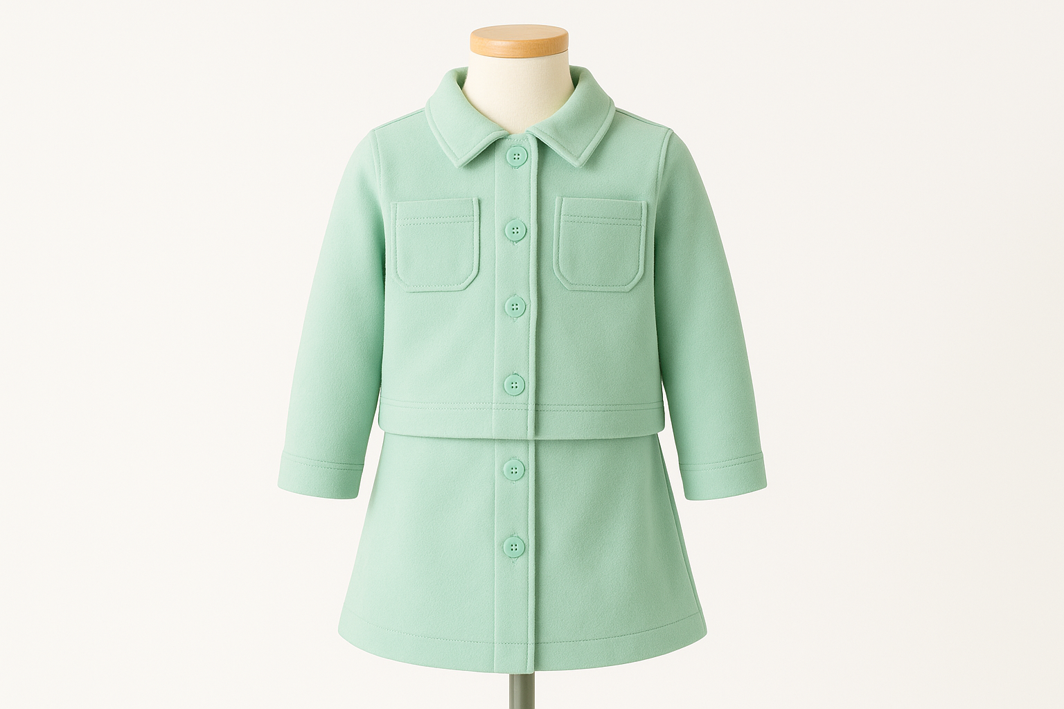 Mint green jacket and skirt set